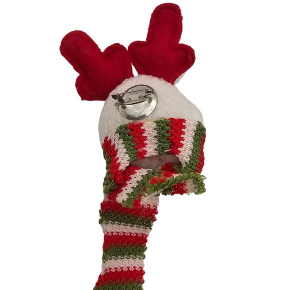 Christmas Brooch Pin Reindeer Polar Bear Critter Scarf Antlers Cute Soft Holiday - Picture 4 of 14